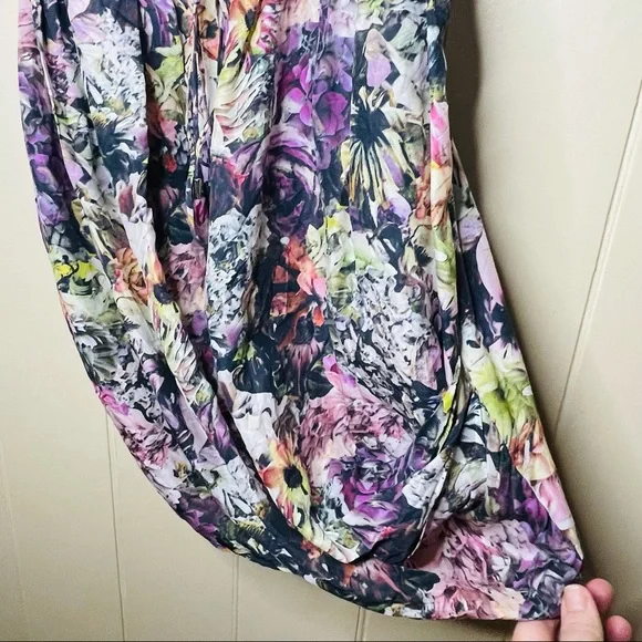 Zimmermann Draped Skirt Tie Waist Multicoloured Floral Silk Mini Dress Size 0 - Picture 5 of 5
